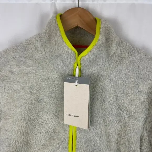 Icebreaker RealFleece Merino Wool High Pile 1/2 Zip Pullover Jacket Ecru M - Picture 2 of 11
